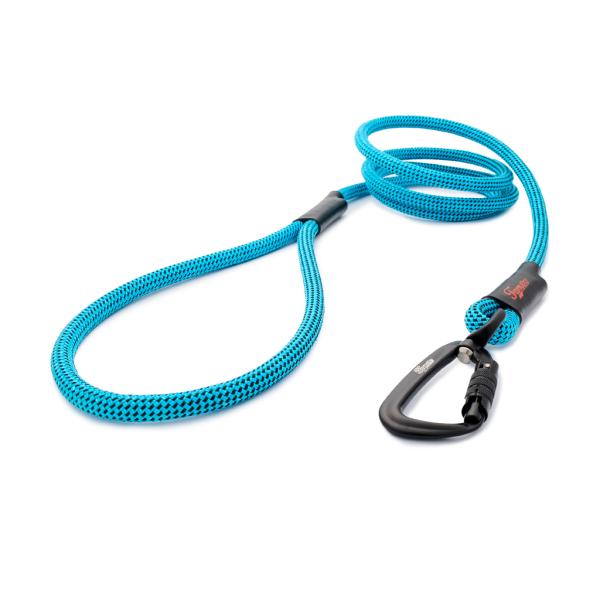 klassische Hundeleine TWIST - M - 145cm - blau mit schwarzen Punkten